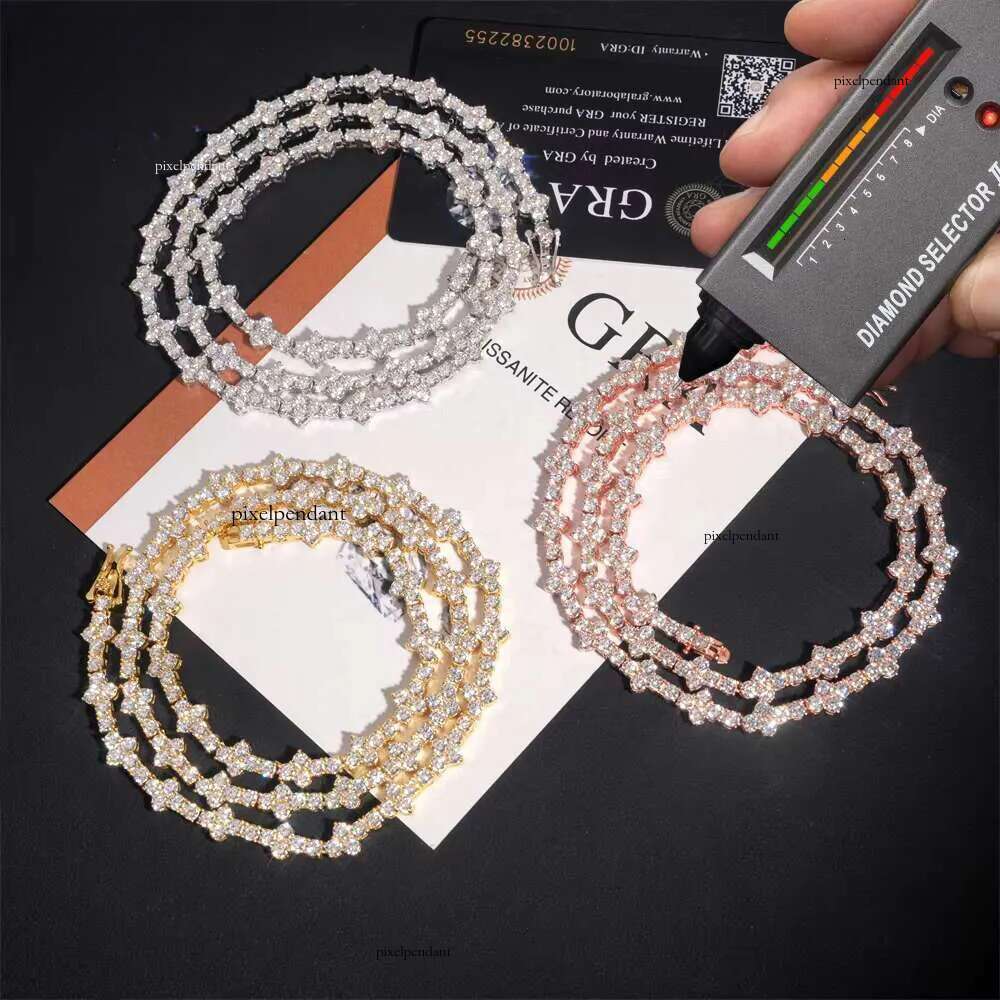 Wholesale Price Sterling Sier 3mm Hip Hop Jewelry Bracelet Necklace Iced Out VVS Moissanite Dia Cross Tennis Chain