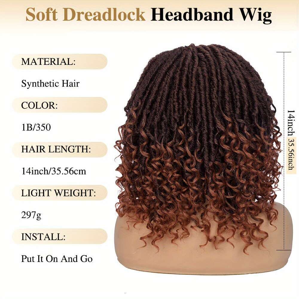Curly Wig Dreadlocks Synthetic Wig With Headband Design In Dark Brown, Black, Ginger Shades - Ideal African Hairstyles And Afro Curly Braiding Options
