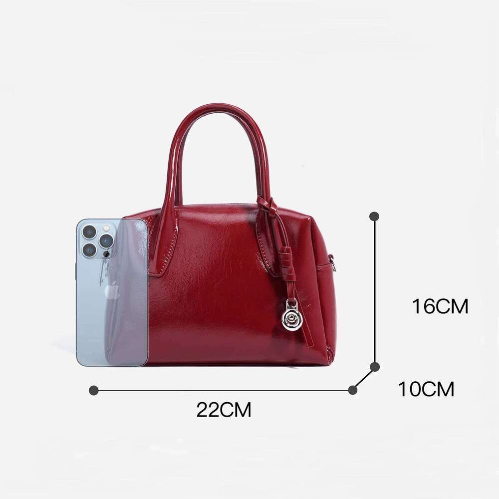 Women's Bowling Cowhide Leather Design Women Handbag Woven Shoulder Crossbody Ladies Commuter Shopping Boston Bag