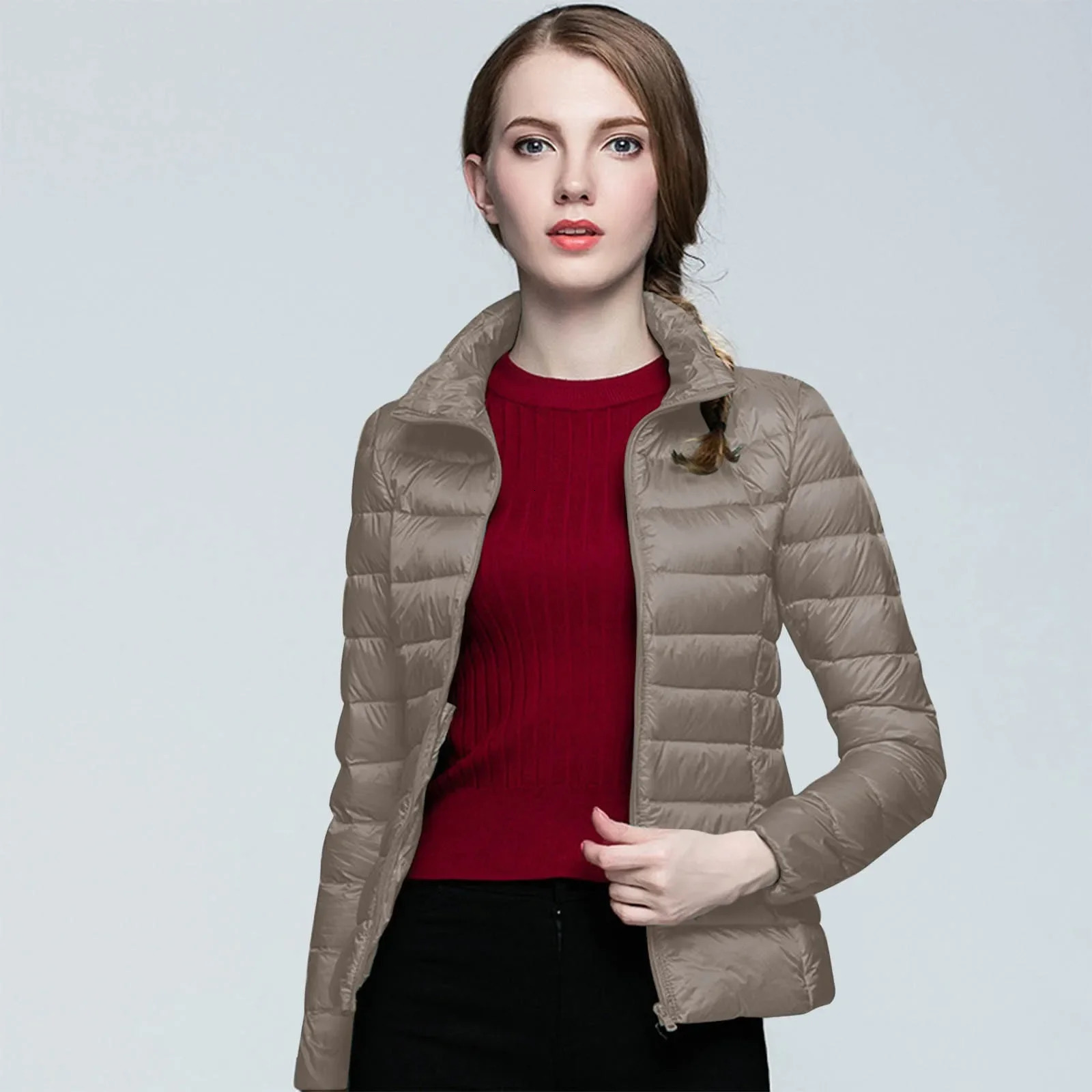 Ultralight Thin Down Jacket 2024 Autumn Winter Slim Short Hooded Warm Solid Simple Duck Coat Women Outerwear 251015