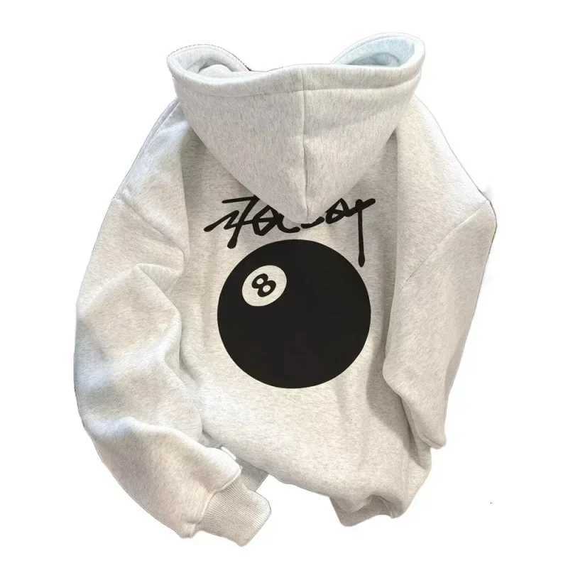 Loose American Style Heavy Black 8 Billiard Print Hoodie Sweatshirt for Men And Women Couples Spring Autumn Winter Outerwear W251027