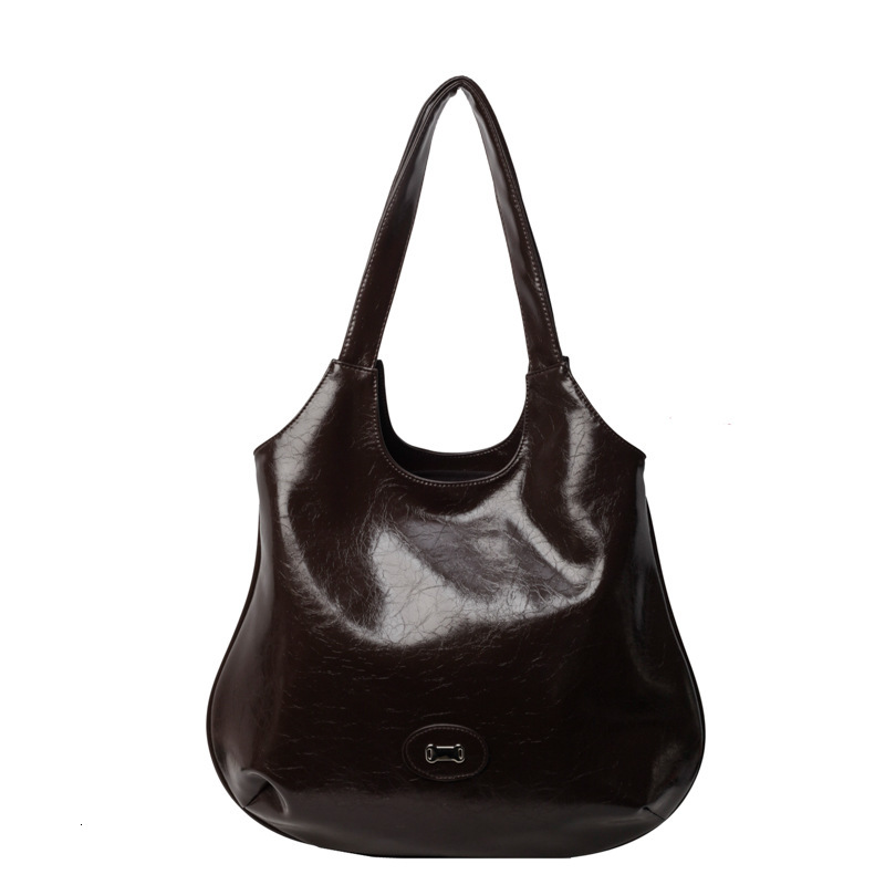 Free shipping designer bag Textured Oil Wax Leather Single Shoulder Tote Bag Casual Large Capacity Commuter Bag for Women Trendy Versatile Underarm Ba