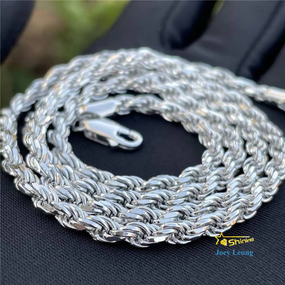 Large Stock Hip Hop Jewelry 19mm60mm Rope Chain Necklace 925 Sterling Silver Gold Plated Rope Chains