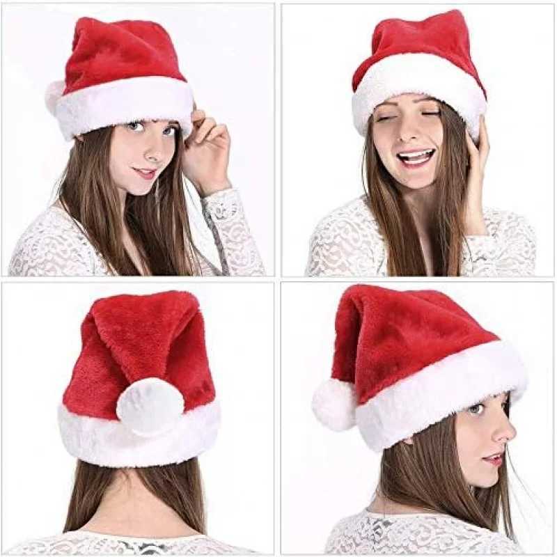 Adult Kids Plush Christmas Hat Classic Holiday Felt Cap for Adults and Children Festive Winter AccessoryW251027