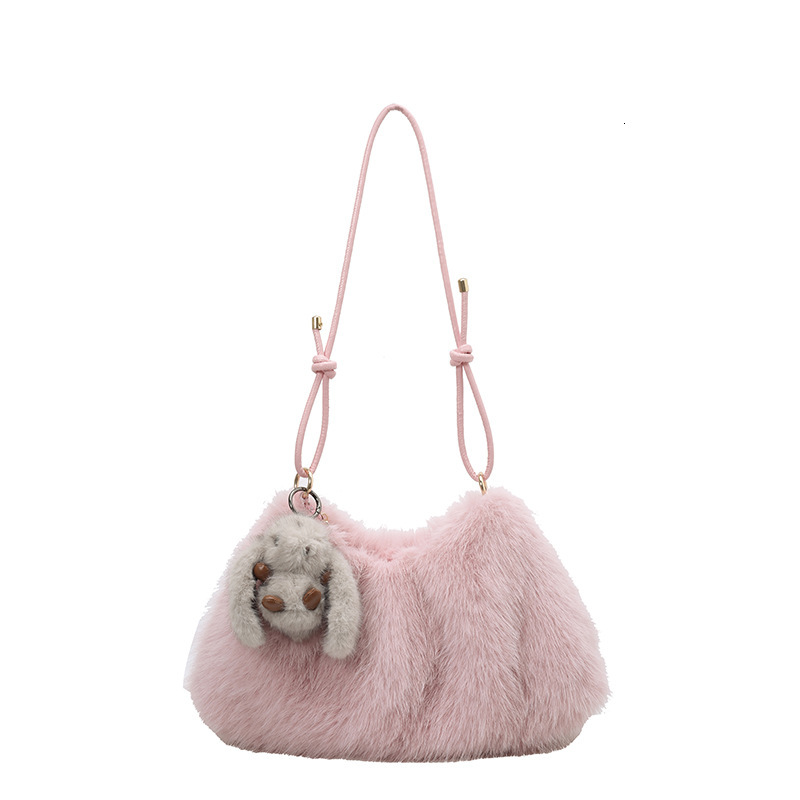 Designer's autumn and winter new fashion cute women's fur leather bag large capacity high-end sense shoulder bag fur plush crossbody bag wom