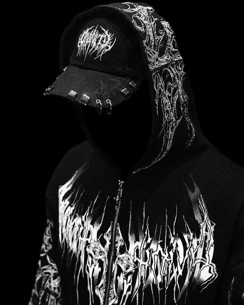 American High Street Fashion Clothing Street Hiphop Retro Striped Fashionable Loose Zipper Hoodie Harajuku Casual Sweatshirt W251027