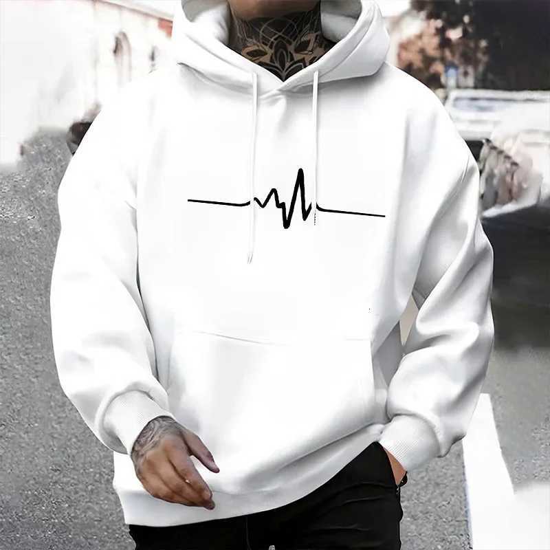 Mens Urban Street Simple Printed Sweatshirt Autumn and Winter Outdoor Casual Fashionable and Warm Sweatshirt with Hood W251027