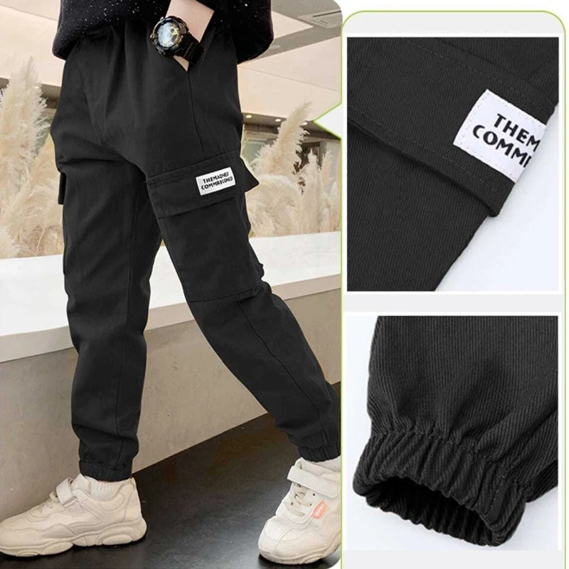 Spring Autumn Boys Fashion Handsome Cargo Pants Childrens Letter Sports Trousers Teenagers Casual Thin Sweatpants 412 Years 251024