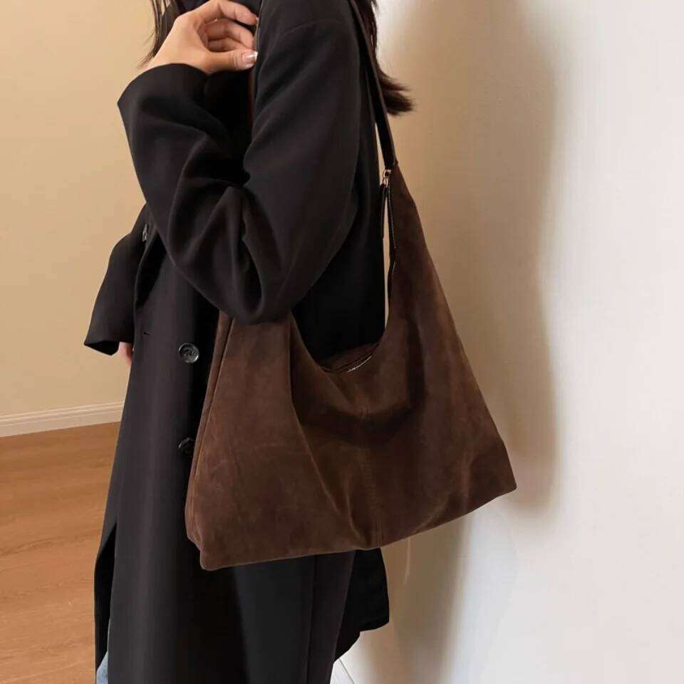 Designer Luxury Winter Soft Suede Leather Shoulder Hobos Handbags Women Bags Designer Underarm Commuter Travel Hand Bag Tote