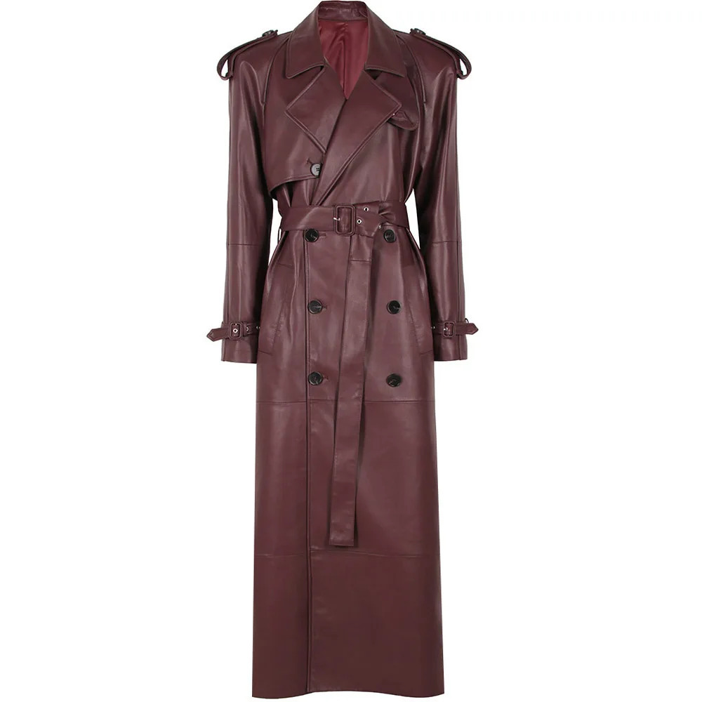 YOLOAgain Autumn 150cm Length Long Real Leather Trench Coat Women High Quality Genuine Jacket Female Streetwear 251027