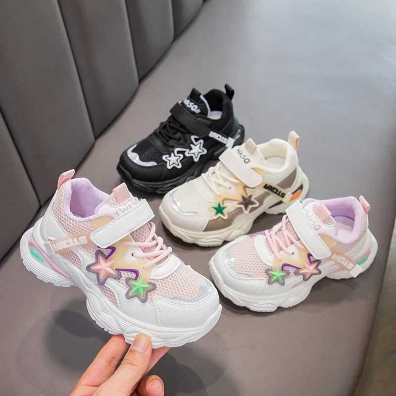 Students Running Shoes Thick Soft Sole Kids Sports Shoes Mesh Breathable 2024 New Fashion Boys Girls Sneakers with Stars Casual Z251027
