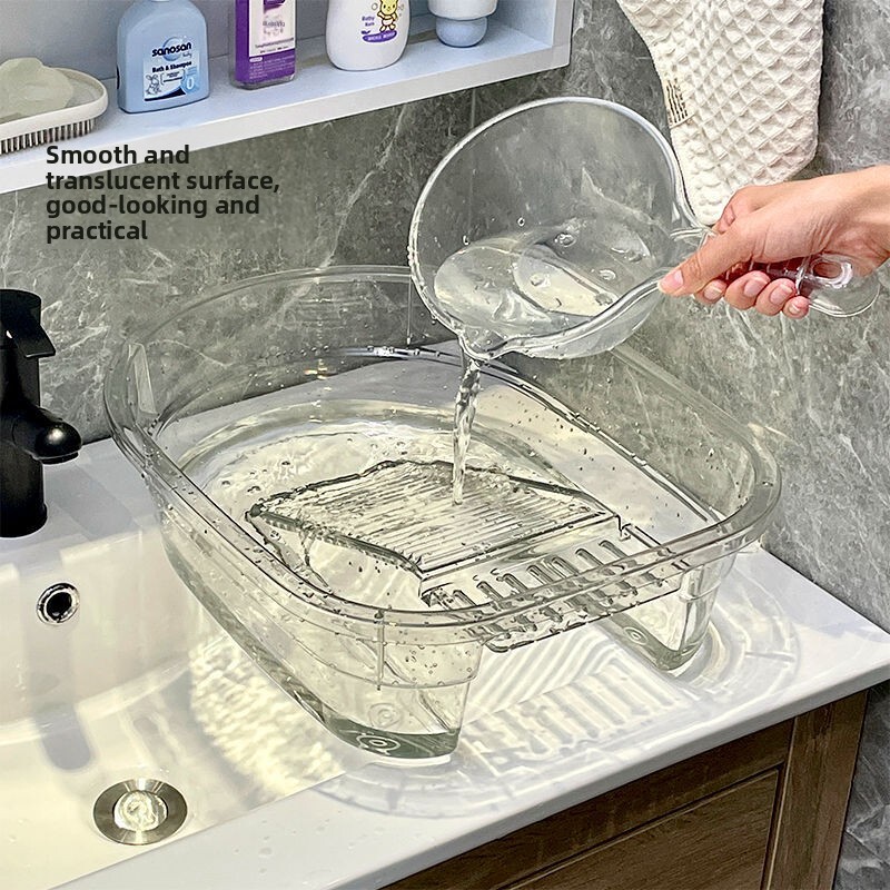 Transparent Laundry Basin Integrated Large Household Clothes Underwear Hand Wash Washboard Student Dormitory Socks Washing Board