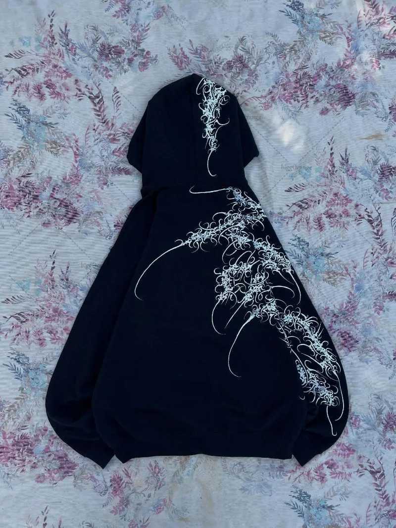 American Gothic Harajuku Striped Print Oversized Sweatshirt Men Y2K Casual Hiphop Retro Streetwear Vintage Loose Hoodie Women W251027