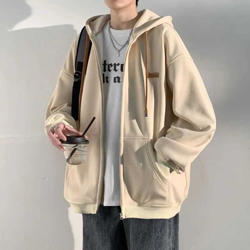 Full Zip Up Man Hoodies New in Luxury Simple Overfit Harajuku Fashion Korean Style Cheap Funny Cotton Black Sweatshirts for Men W251027