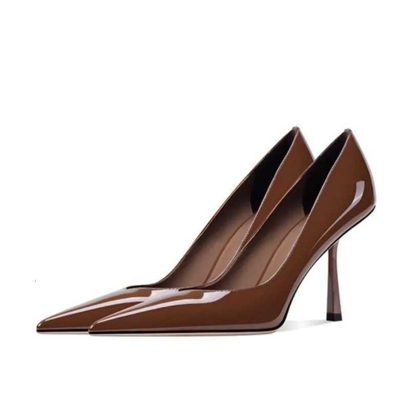 Temperament fi pointed high heels sexy new patent leather shallow mouth black single shoes womens shoesXJ251027