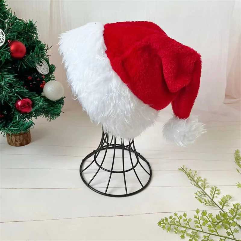 Long Plush Border Christmas Hat for Adults and Children Monochromatic Hat Holiday Party Hat 30x45cmW251027