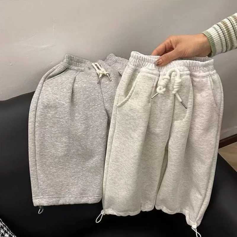 2025 Children Fleece Sweatpants Korean Style Girls Casual Wideleg Pants Autumn and Winter Boys Loose Sports Pants Kids ClothesT251027