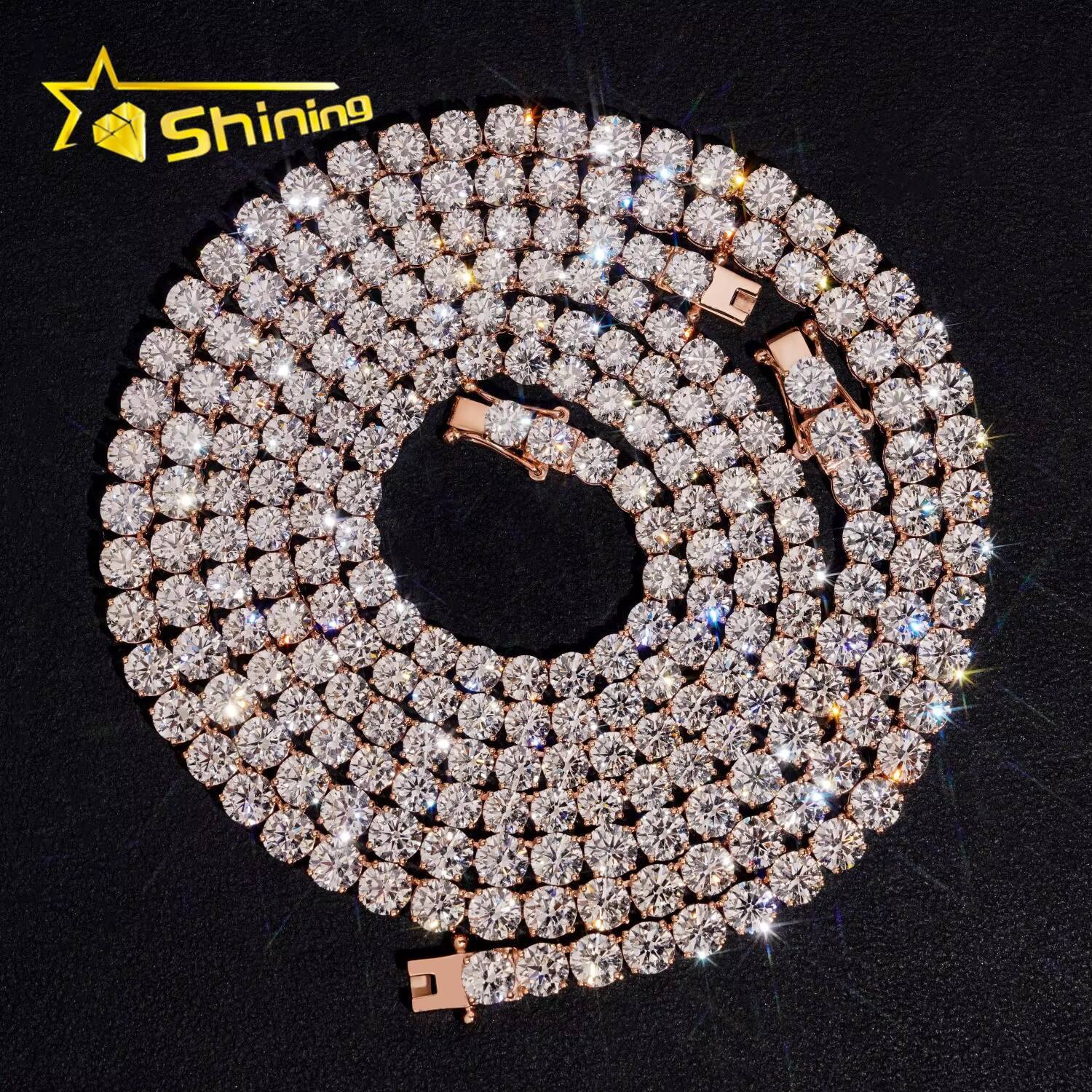 Hip Hop Jewelry Classic Prong Setting Top Quality 10k Rose Gold Lab Grown Diamond Tennis Chain