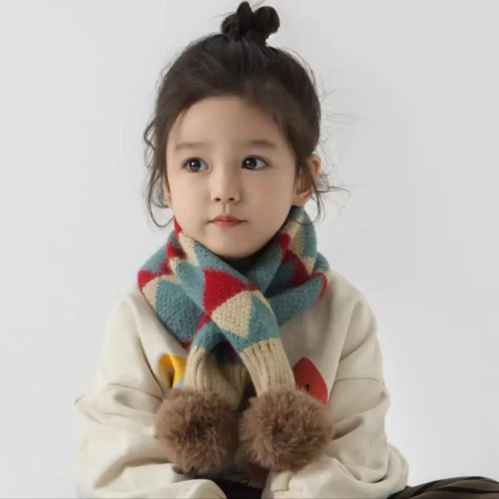 Kids Thermal Neck Warmer Thickening Windproof Boys Girls Knitting Scarf Snap Fastener Cross Scarf Snood Cowl Tube Autumn Winter 251027