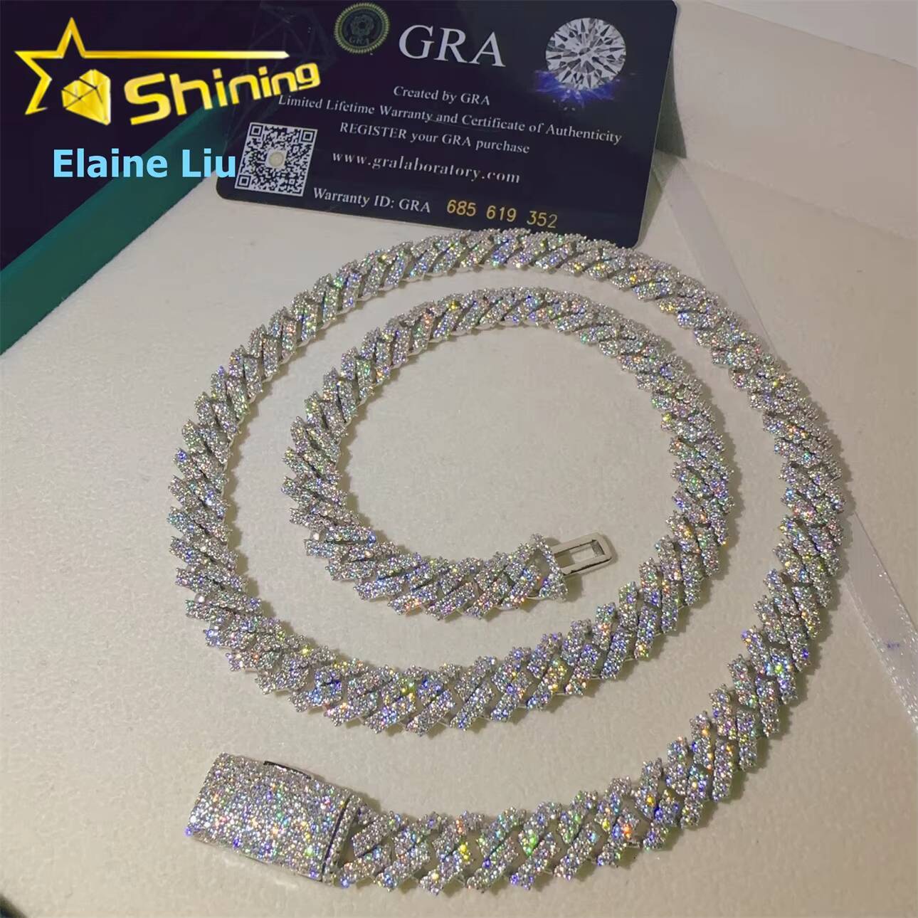 Hip Hop Custom Iced Out Fine Jewelry High Quality Diamond 10MM 925 Sterling Silver VVS Moissanite Cuban Link Chain Necklace