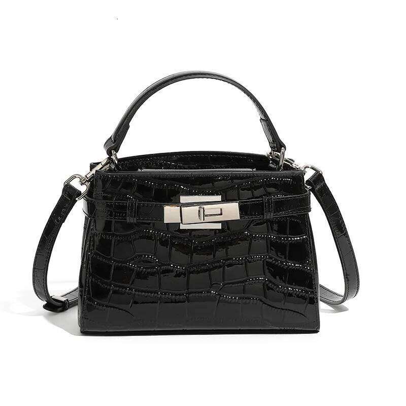 Fashionable Minimalist Stone Pattern Shoulder Handheld Square Versatile Genuine Leather Crossbody Bag With Mobile Pocket 251027