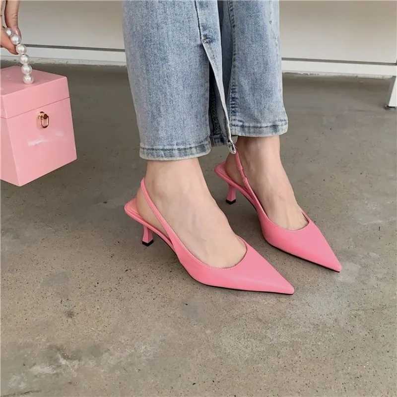 Pointed Toe Women Sandals 2024 New Arrivals Black White Sier Summer Dress Shoes Thin High Heels Elastic Band Ladies PumpsXJ251027
