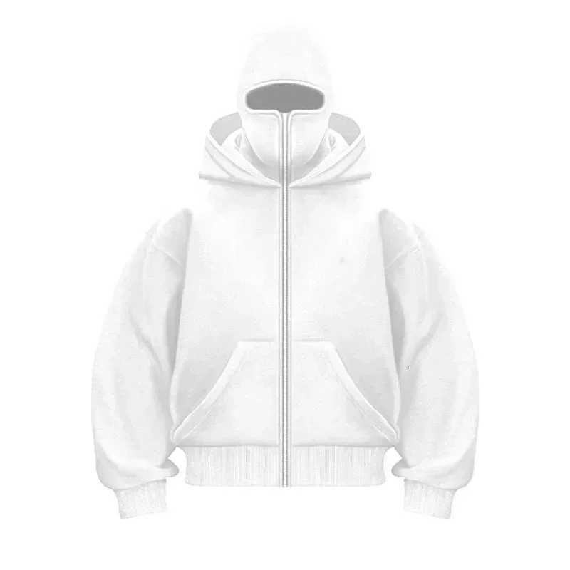 Balaclava Men Zip Hoodie Winter Warm Casual Sweatshirt Y2K with Hooded Face Mask Zipper Design Sports Jacket Outdoor Activities W251027