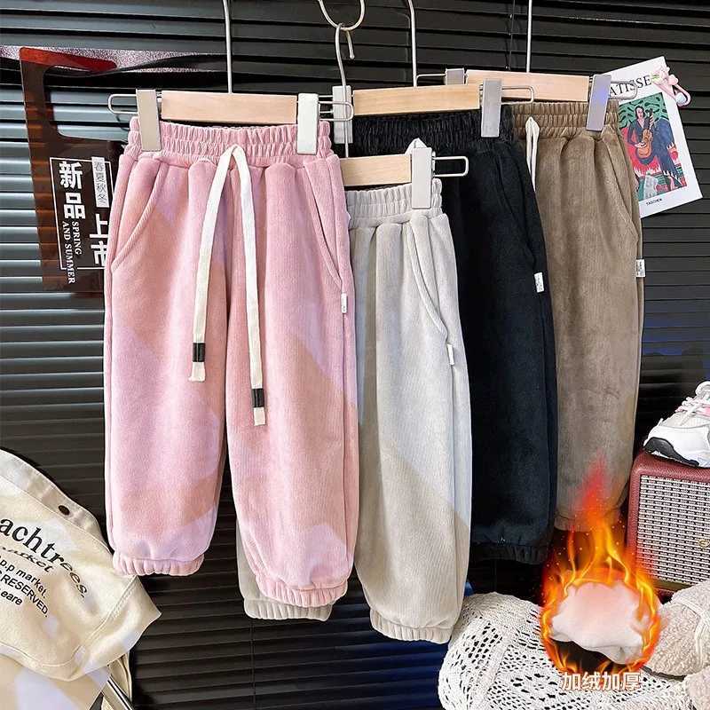 Childrens Fleece Pants Autumn Winter New Style Korean Childrens Versatile Soft Jogger Pant Baby Boys and Girls TrousersT251027