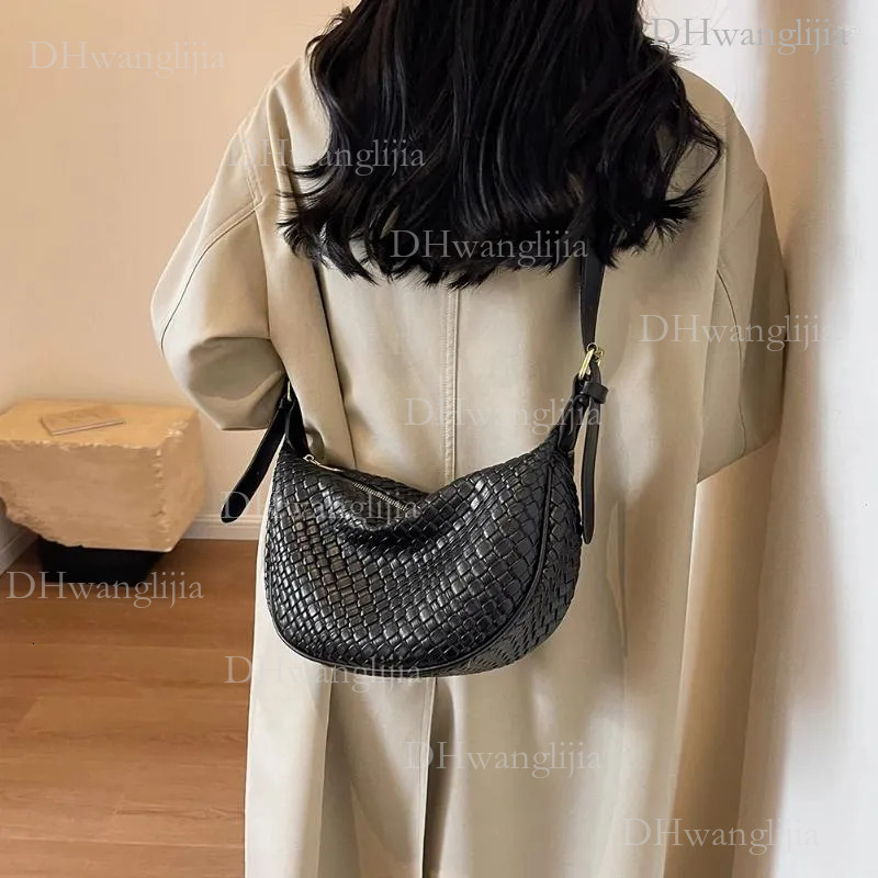 DHGM Shoulder Bags Women Daily Bag Adjustable Strap Woven Simple Hobo Solid Color Stylish Shopping