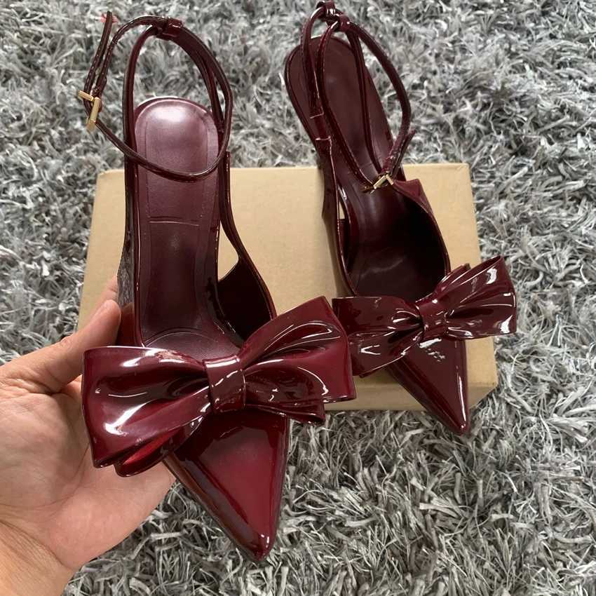 Spring Sexy Butterflyknot Slingbacks Ankle Buckle Strap Woman Pumps Sandals Pointed Toe Thin High Heels Party Prom ShoesXJ251027