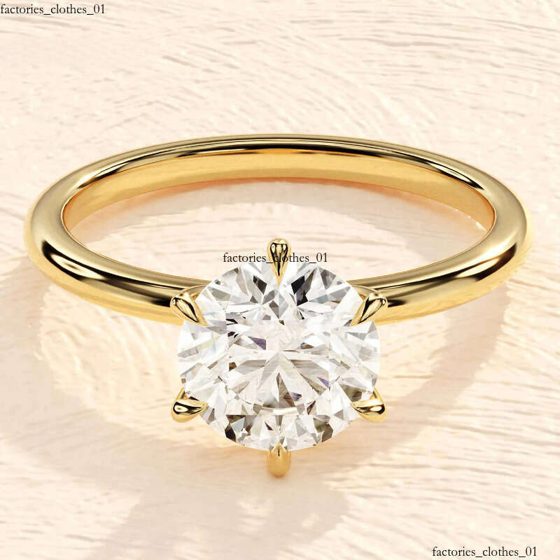 6 Prong Round Engagement Sier Ring/14k Solid Gold 3 Carats Solitaire Moissanite Ring For Wedding