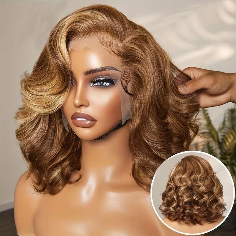 Bob 4/27 Highlight Ombre Honey Blonde HD Wig 13X4 Body Wave Lace Front Wigs Human Pre Plucked With Baby Hair For Women
