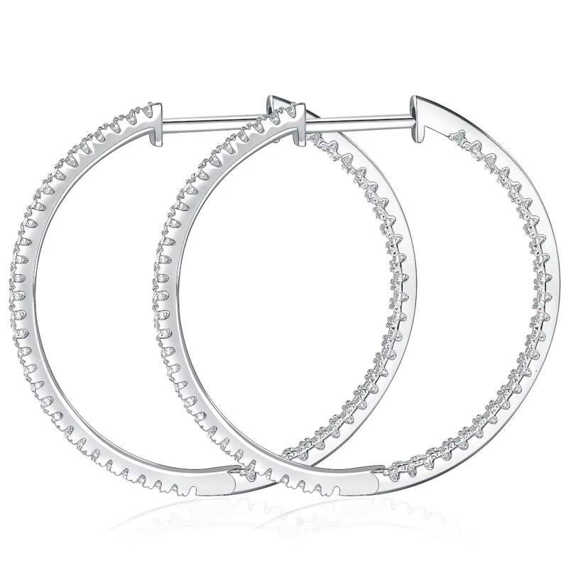 Wholesale Fine Jewelry S925 Sterling Silver Large Size Hoop Earrings Dainty Women Full Diamond Moissanite Earrings for Women