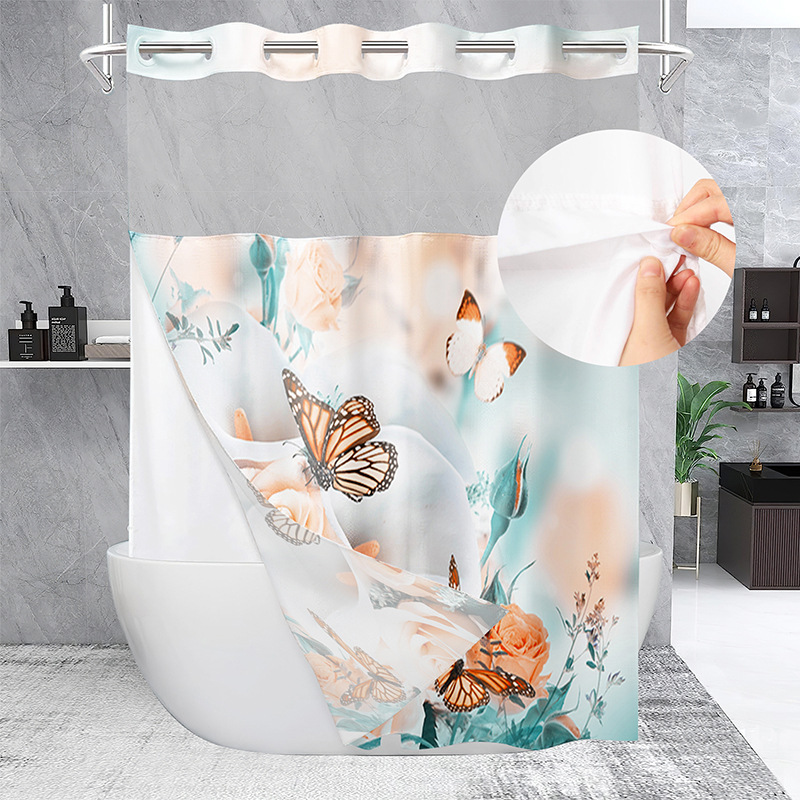 YL-37565 Hot selling digital printed shower curtain animal waterproof, mildew-proof and moisture-proof bathroom dry and wet separation curtain