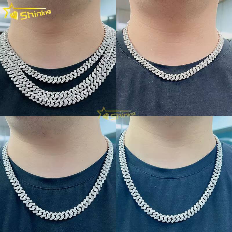 Cheapest Hot Sale Shining Chain Ice Out Cuban Necklace VVS Moissanite 925 Sterling Silver Miami Cuban Link Chain