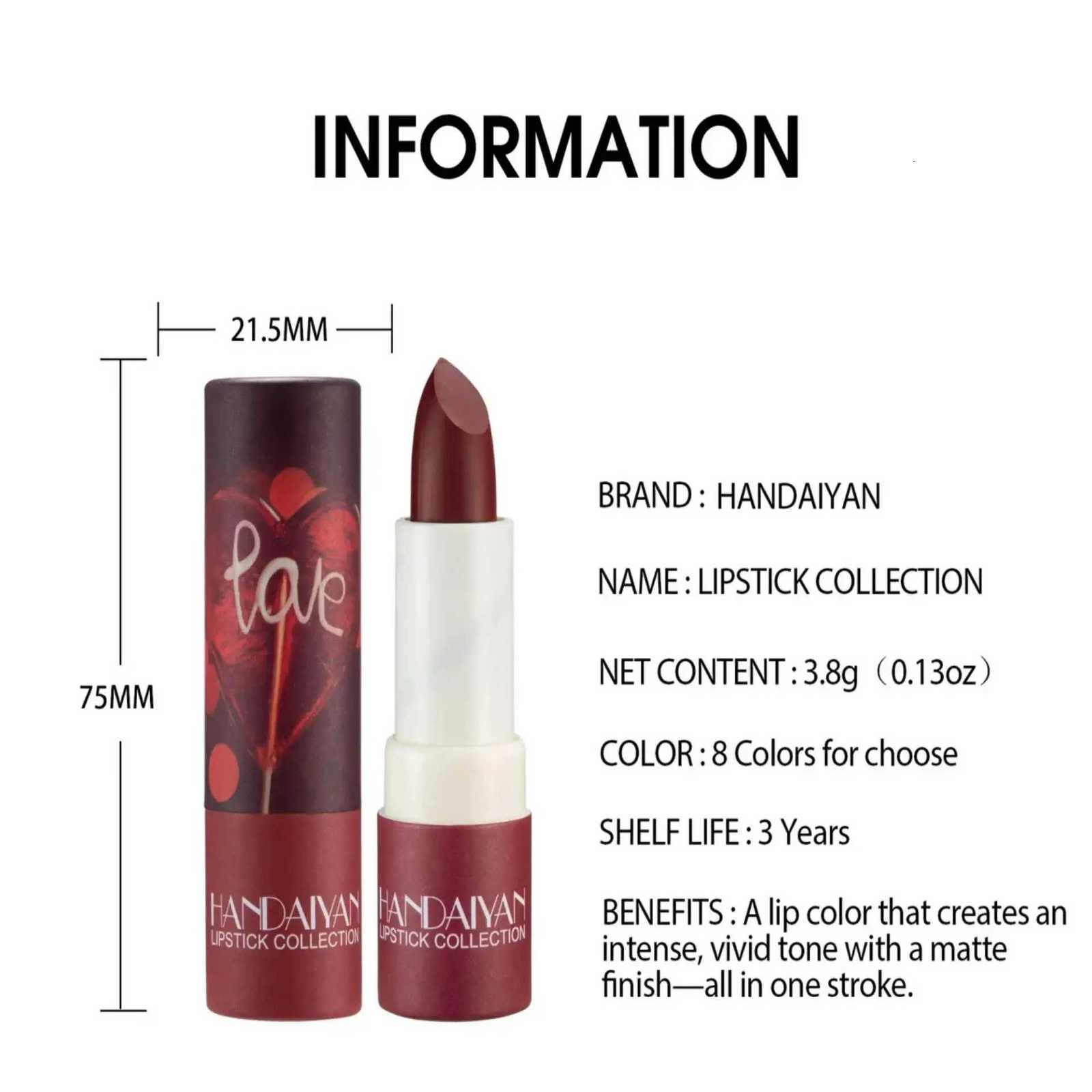 8 Colors Velvet Finish Lipstick Waterproof Long Lasting Moisturizing Non Stick Cup Nude Pink Red Lip Makeup Cosmetics W251027