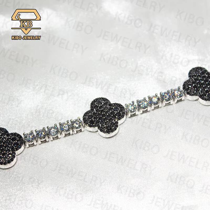 Hip Hop Jewelry Shining Fashion Bracelets Bangles Iced Out 925 Sterling Silver Moissanite Diamond Tennis Clover Bracelet Men