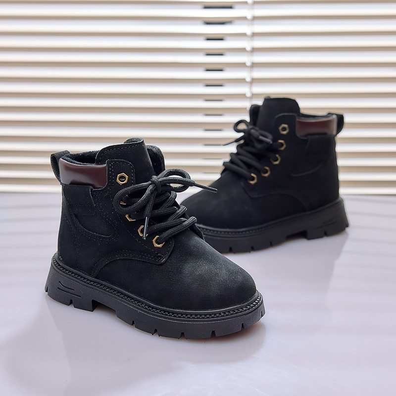 Boy Short Boots Fashion Design Toddler Kids Snow Boots Girl Children's Side Zipper Leather Warm Plush Boots Kidsnest Winter Shoes Sizes US5.5C-US