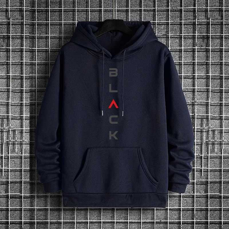 Black Letter Print Hoodies for Man Autumn Winter Hot Sale High Quality Hooded Sweatshirt Home Outdoor Casual Sport Warm Pullover W251027