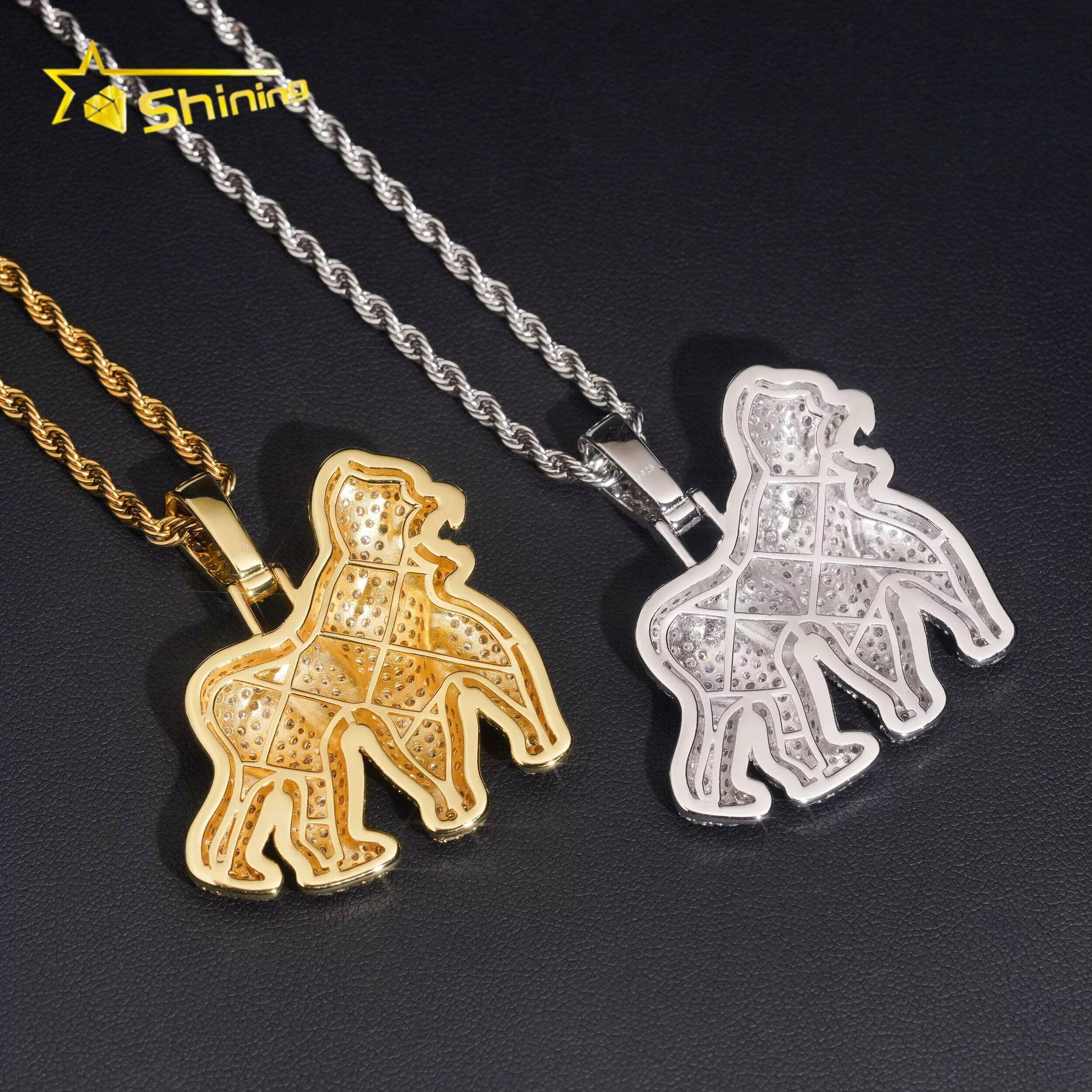 Iced Out Animal Moissanite Charm 925 Sterling Silver Gold Plated Pass Diamond Test Moissanite Pendant Hip Hop Jewelry