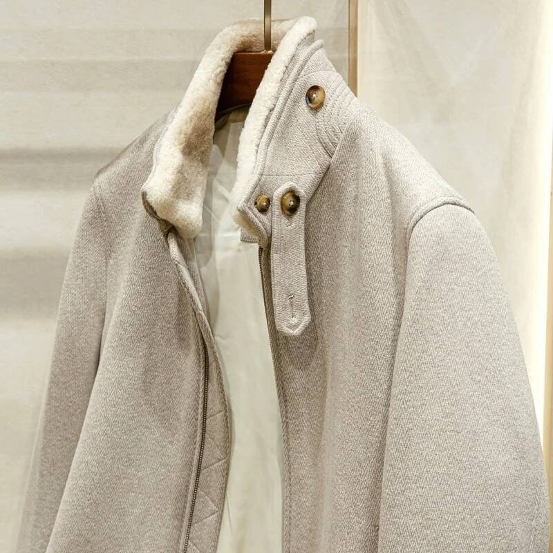 Wool Blend Stand-Up Collar Old Money Style Winter Autumn Men's Warm And Thick Cotton Coat