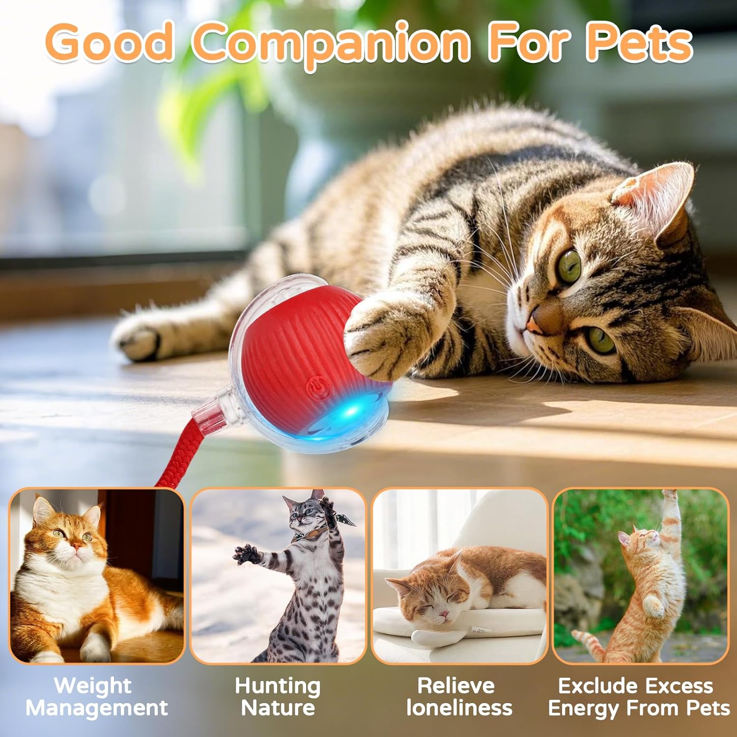 Cat smart teaser ball, interactive cat toy, intelligent automatic rolling dodge, upgraded pet toy