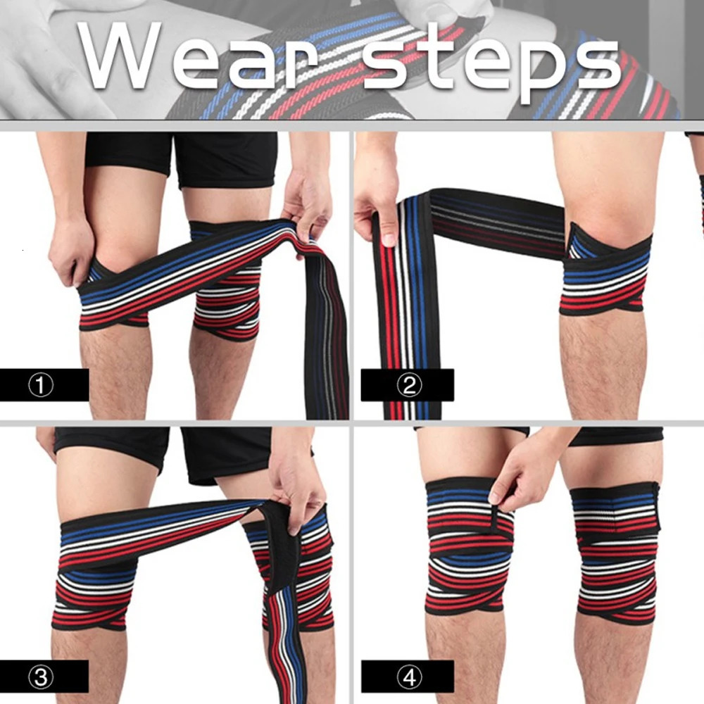 Elastic Knee Wrap Compression Bandage Adjustable Training Knee Sleeves for Cross Fitness Squats Powerlifting Weightlifting 251023