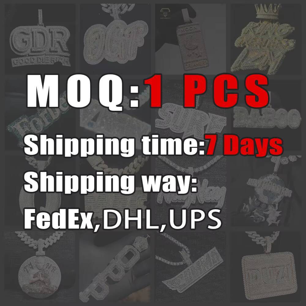 Hip Hop Mens Custom Diamond Pendant Silver 925 D Color VVS Moissanite Pendant Luxury Custom Moissanite Necklace Pendant