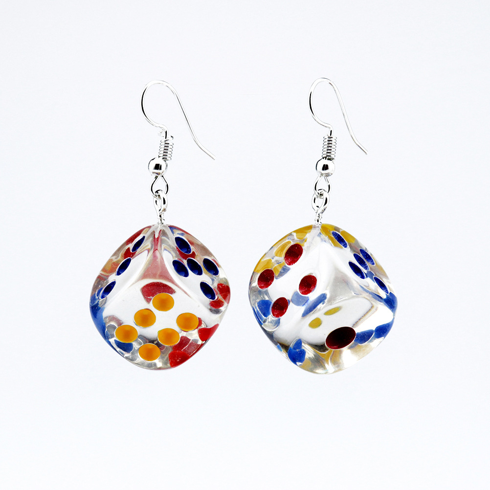 Designer earrings Trendy fun transparent dice shaped earrings personalized fashionable earrings for women free shipping luxury earrings birthday gift