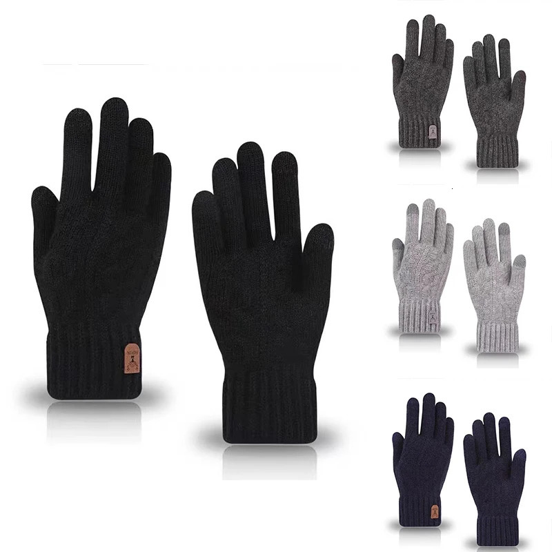 Women Winter Gloves Thermal Warm Lining Elastic Cuff Cozy Thick Winterproof Knit Gloves for Driving Riding One Size Fits Most 251024