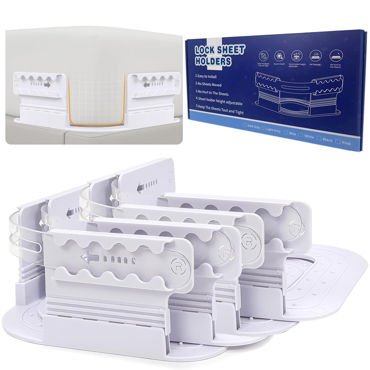 Premium Anti-Slip Bed Sheet Holders - Invisible Pinless Grips for Secure Fit Easy Installation & Sleek Design-S10