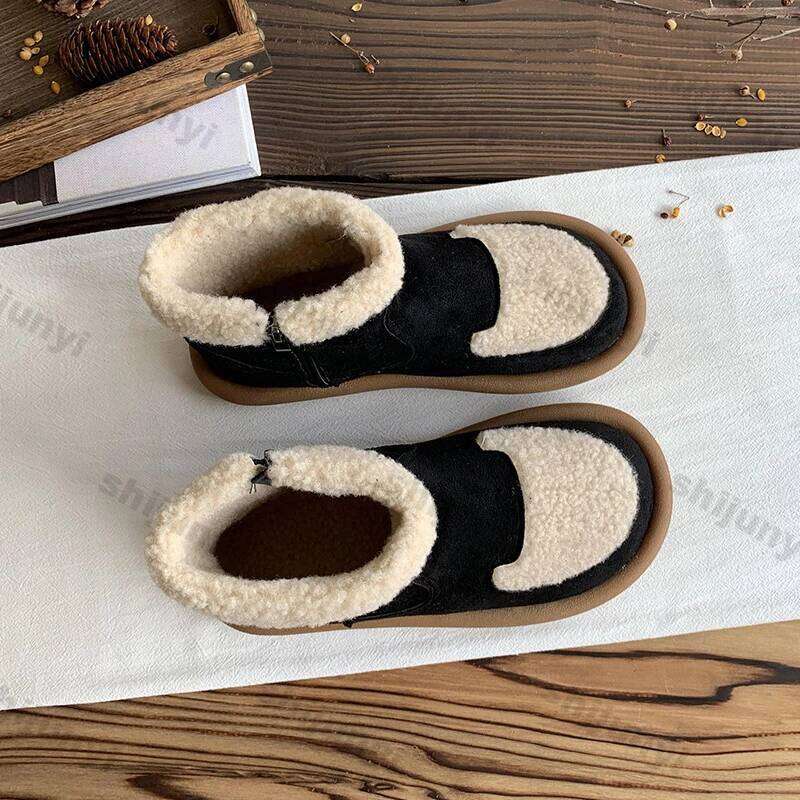 Women Retro Flats Suede Ankle Boots Winter New Trend Flat Warm Cotton Shoes Female Casual Walking Cozy Non-slip Botas