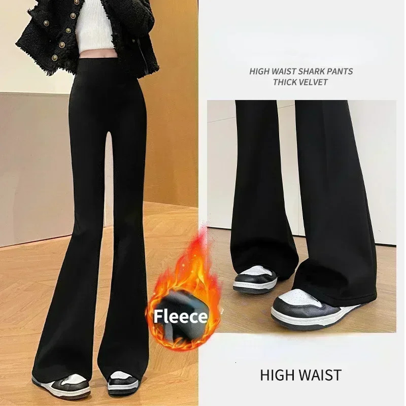 Fleece Thick Wide Leg Pants High Waist Yoga Sport Leggings Gym Fitness Tights Casual Streetwear Vintage Pantalon Femme 251027
