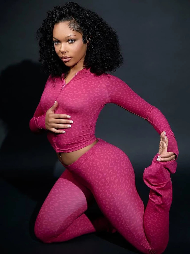 Weird Puss Leopard Print 2 Piece Set Women Tracksuit Zip Hooded JacketLeggings Matching Skinny Stretch Street Casual Outfits 251027